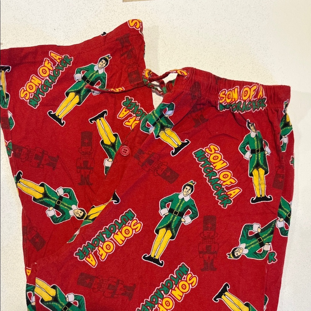 ELF Red Lounge Pants with Playful Print